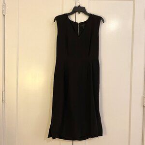 J. Crew | Lined Sleeveless V-Neck Black Midi Dress
